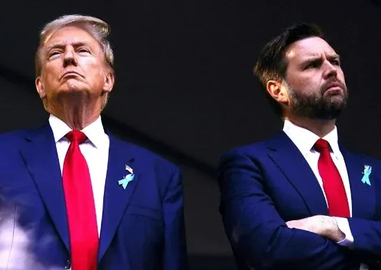 US President Donald Trump and Vice President JD Vance stand side by side during a formal event, representing US leadership amid ongoing diplomatic efforts for a second round of US-Iran talks in Islamabad.