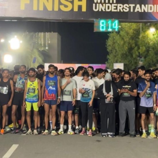 Runners gathered at the start line of Lahore’s first night run for autism awareness under Run for Inclusion event