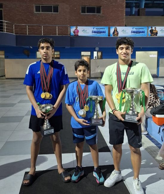 Three Kashif Brothers Win Best Swimmer Titles at Governor Punjab Swimming Championship