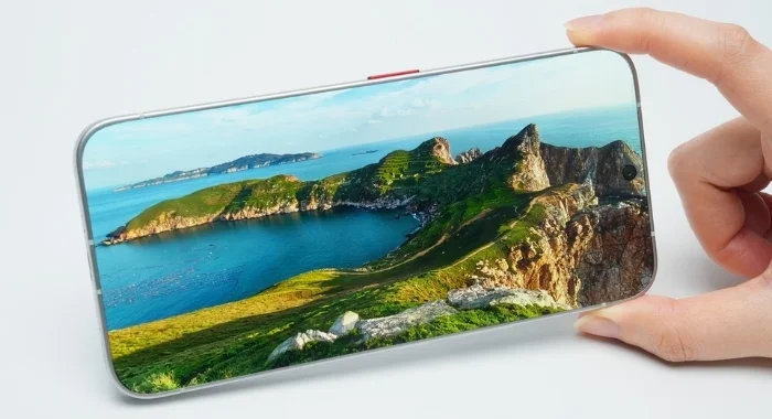 TECNO Next-Gen Bezelless Concept Phone showcasing an industry-first 0mm display border with an immersive edge-to-edge screen