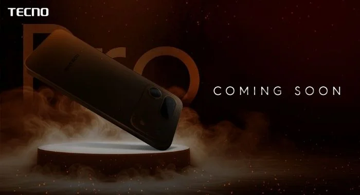 TECNO SPARK 50 Pro teaser image showing the upcoming smartphone with a Coming Soon message ahead of its launch in Pakistan.